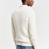 Camisola Gant de malha entrançada de algodão com meio fecho de correr