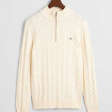 Camisola Gant de malha entrançada de algodão com meio fecho de correr