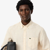 Camisa de Linho às Listras Regular Fit
