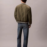 Blusão bomber com detalhes em nylon