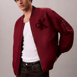 Blusão bomber com detalhes em nylon