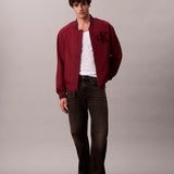 Blusão bomber com detalhes em nylon