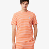 T-Shirt de algodão texturizada com listras Lacoste