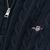 Camisola Gant de malha entrançada de algodão com meio fecho de correr