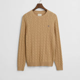 Camisola Gant em malha entrançada de algodão com decote redondo