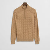 Camisola Gant de malha entrançada de algodão com meio fecho de correr