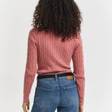 Camisola Gant de malha entrançada com decote em V em algodão com elastano