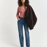 Camisola Gant de malha entrançada com decote em V em algodão com elastano