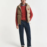 Camisola de malha entrançada de lã com decote redondo