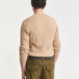 Camisola Gant em malha entrançada de algodão com decote redondo