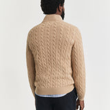 Camisola Gant de malha entrançada de algodão com meio fecho de correr