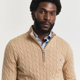 Camisola Gant de malha entrançada de algodão com meio fecho de correr