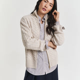 Casaco de malha entrançada com fecho de correr