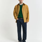 Camisola de malha entrançada de lã com decote redondo