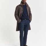 Camisola de malha entrançada de lã com decote redondo