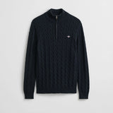 Camisola Gant de malha entrançada de algodão com meio fecho de correr