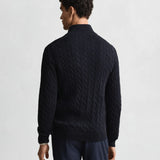 Camisola Gant de malha entrançada de algodão com meio fecho de correr